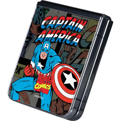 Marvel Classic Comics Captain America Vintage Galaxy Z Flip5 5G Skin